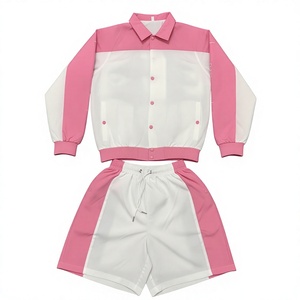 Conjunto Deportivo para Hombre con Bloques de Color Blanco y Negro, Manga Larga, Cuello con Botones, Transpirable, de Poliéster, Estilo Urbano para Primavera - Product Image 3