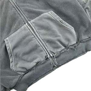 Sudadera con capucha y cremallera lavada vintage personalizada para hombre chaqueta con capucha de gran tamaño de algodón pesado 100% para estilo informal de invierno - Product Image 3