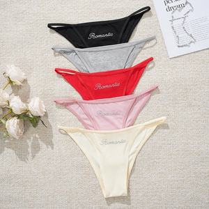 Seamless Cotton <strong>Underwear</strong> Sexy Thin Belt Low Waist Letter Printed Breathable Women's G-string - Product Image 2