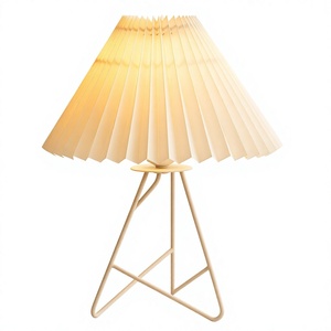 Scandinavian Style Table <b>Lamp</b> Paper Shade Aluminum Base E27 LED 3500K Warm White Cone Shape Wire High CRI 95 Bedroom - Product Image 1