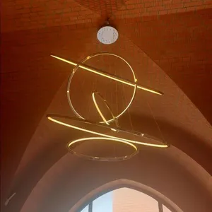 Золотая люстра в круглой форме ETL cETL, Роскошная итальянская современная люстра индивидуального размера, Подвесная лампа, светодиодная круглая кольцевая люстра