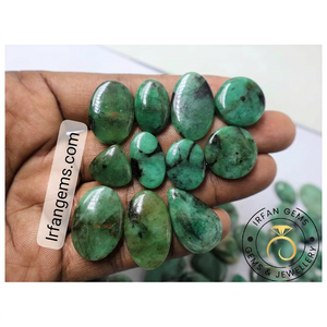 Émeraudes Cabochons 100% Naturelles de Haute Qualité, Prix de Gros, Lot de Pierres d'Émeraude Faite à la Main pour la Fabrication de Bijoux, Émeraude en Vrac - Product Image 1