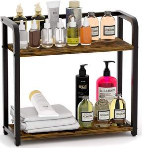 Wholesale Double Tier Standing Type Wood & Metal Desktop Shelving Home Use <b>Kitchen</b> <b>Storage</b> Oil Salt Sauce Vinegar Seasoning Rack - Product Image 1
