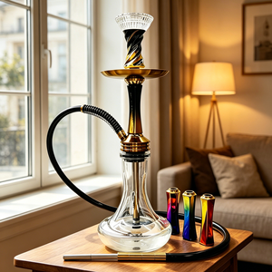 Luxury Glass Portable Black Gradient Nargile Shisha Set 52CM Aluminum Alloy Shisha <b>Hookah</b> Set Arabic <b>Hookah</b> <b>Hookah</b> Pen In Stock - Product Image 1