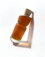 Bouteille de liqueur cylindrique en verre transparent cannelé de luxe à double bulbe, avec décalcomanie gravée, capacité personnalisable, bouchon en liège conique pour