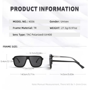 Custom Unisex Polarized <b>Sunglasses</b> Tr90 2026 <b>Sunglasses</b> High Quality Black Glasses Mens Square <b>Sunglasses</b> - Product Image 5