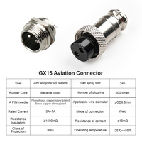 Connecteur aéronautique GX16, prise réversible (2-10 broches) - Prise industrielle en laiton, montage sur câble, indice de protection IP67, 5A 250V, boîtier en alliage de zinc