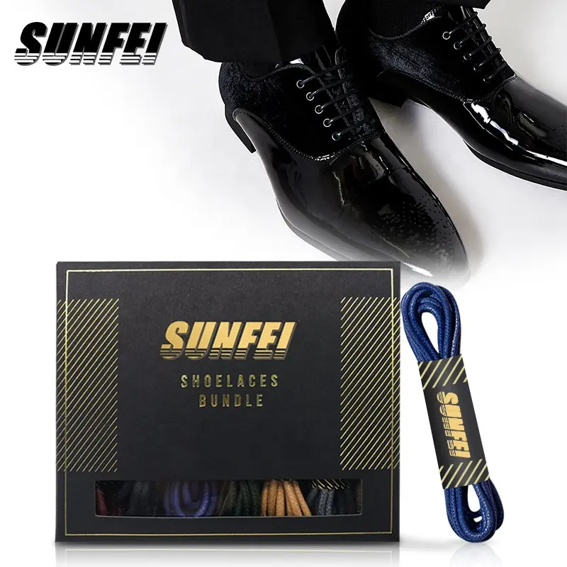 Sunfei प्रीमियम लच्छेदार कपास Shoelaces पोशाक Shoelaces के लिए चमड़े के जूते पुरुषों के साथ लक्जरी लच्छेदार कपास जूता लेस