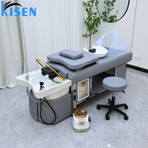 Fauteuil de lavage de cheveux Kisen Salon Beauty en cuir PU pour salon de coiffure avec bac de lavage intégré - Product Image 1