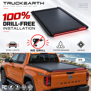 Couverture de benne rigide rétractable à LED pour Volkswagen Amarok Double Cab Pickup, pour benne de 5 pieds, en alliage d'aluminium - Product Image 1
