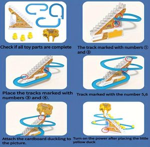 Battery Operated Plastic Auto Stair Climbing <b>Sliding</b> Railway Track Play Set 3 Ducks Roller Coaster Slot Toy With Light and Music - Product Image 6