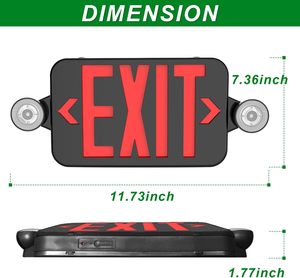 Red <b>LED</b> Exit Sign Emergency Lights Two Adjustable Head Battery Backup Dual Lamp <b>Fire</b> Resistance Listed 120-277V - Product Image 3