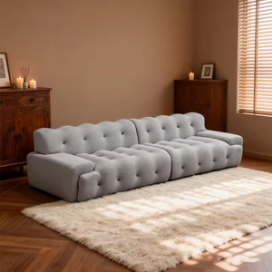 Sofá Chesterfield Italiano Ajustable, Minimalista, de Líneas Rectas Simples, en Tela Negra, Moderno, de Tres Plazas, para Sala de Estar - Product Image 3