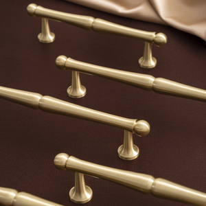 Poignées de meuble en laiton massif doré brossé, poignées de tiroir, boutons pour armoire, cuisine, chambre, meubles, placard - Product Image 2