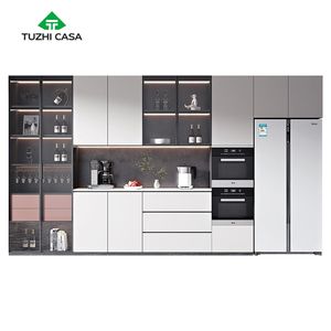 غرفة معيشة فاخرة شاشة ليد زجاجية للمشروبات مقوسة خزانة بار مع ثلاجة - Product Image 6