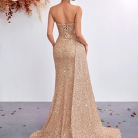 Robe de soirée décontractée sans bretelles à sequins, style OEM ODM, froncée, pour tenue de soirée formelle et glamour