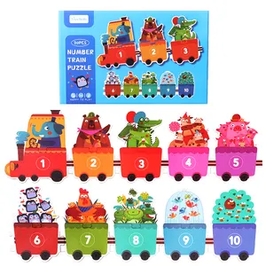 Animal Train Puzzle For Kids Digital Cartoon Puzzle For Age 3+ Children Hand Eye Coordination Wooden Teaching Aids
