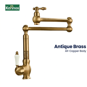 Modern Brass Kitchen Faucet Single Handle Ceramic Cartridge Hot/Cold Water Mixer Tap <b>Deck</b> Mounted High Arc Spout <b>Brushed</b> Gold - Product Image 1