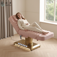 Table de massage électrique de luxe moderne pour salon de beauté, lit facial incurvé, extension de cils, spa, structure en acier inoxydable, revêtement PU 3