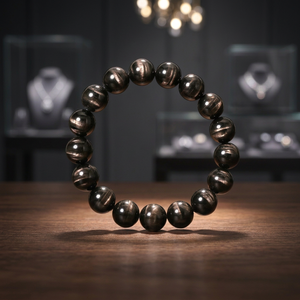 Bracelet tendance en perles de cristal œil de tigre noir naturel, pierres précieuses rondes polies, bracelet extensible, cadeau Jai Narayan Gems - Product Image 4