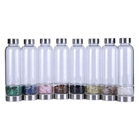 Bouteille en verre de pierres précieuses naturelles sans BPA bouteille d'eau en cristal de guérison bouteille d'eau infusée de cristal