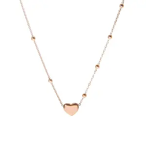 Colliers en acier inoxydable plaqué or Rose pour femmes, avec pendentif en forme de cœur, plateforme de perles, nouvelle mode vente en gros, tendance