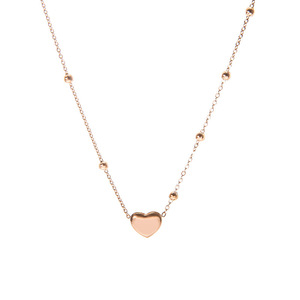 Colgante de acero inoxidable chapado en oro rosa para mujer, cadena de cuentas con forma de corazón, venta al por mayor - Product Image 1