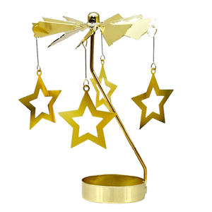 Portacandele portacandele in metallo con carosello in cristallo Tealight per matrimoni in oro - Product Image 1