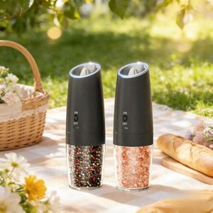 Gravity Electric Pepper and Salt <b>Grinder</b> Set of 2 ,Rechargeable, Refillable, Adjustable Coarseness, With LED Light, One Hand - Product Image 2