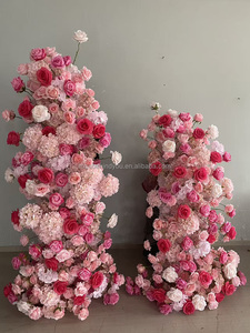 Camino de Flores para Boda, Fondo Verde Oscuro, Hortensias, Plantas Verdes, Arreglo de Flores <span class=keywords><strong>Rosa</strong></span> Claro para Decoración de Eventos - Product Image 5