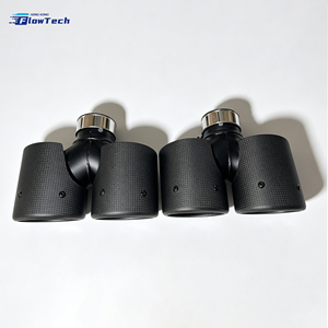 Accesorios de Modificación de Vehículos, Punta de Tubo de Escape Universal para Automóvil, Diseño de Borde con Remallado de Fibra de Carbono Negro Mate - Product Image 2