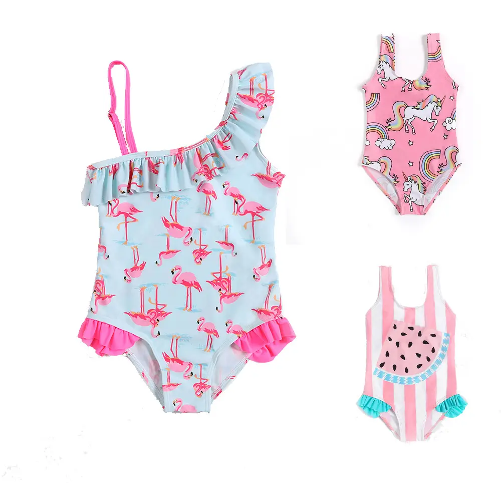 Özel toptan baskılı bir adet bebek havuzu giyim çocuklar mayo Beachwear için bayan Bikini