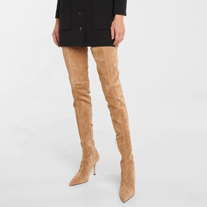 Noir Stretch daim cuissardes femmes sur le genou bottes <span class=keywords><strong>Camel</strong></span> talon haut bout pointu dames chaussures d'hiver - Product Image 4