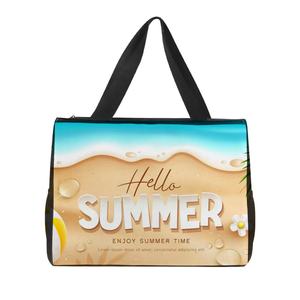 Fashion Sublimation Blank Promotional Beach Bag Made Polyester Custom Side Pockets Thermal Transfer Printing <b>Personalized</b> Large - Product Image 6