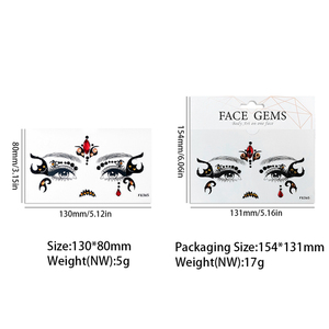 สติกเกอร์ติดหน้ารูปแมงมุมค้างคาวสำหรับฮาโลวีน ประดับด้วยอัญมณี แต่งตาแบบสยองขวัญ ติดง่ายด้วยตัวเอง เหมาะสำหรับงานปาร์ตี้และการแสดงบนเวที - Product Image 3