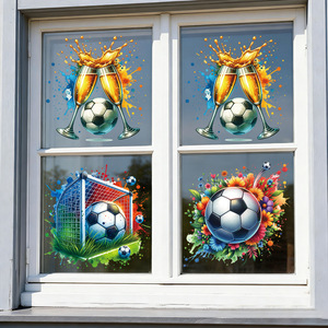 Autocollant de fenêtre amovible sur le thème du <span class=keywords><strong>football</strong></span>, coloré, motif <span class=keywords><strong>but</strong></span> de <span class=keywords><strong>football</strong></span>, décalcomanie florale pour fenêtre, décoration intérieure pour matchs de <span class=keywords><strong>football</strong></span> mondial, vente en gros - Product Image 1