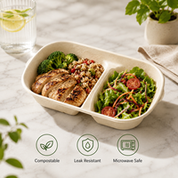 Biologisch afbreekbare composteerbare lunchbox van suikerrietbagasse met deksel, magnetronbestendig en herbruikbaar