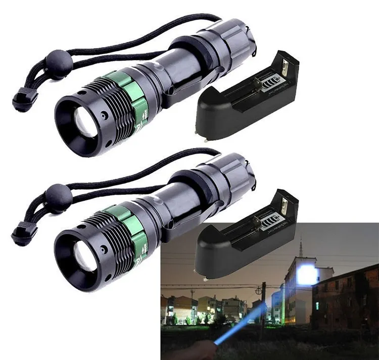 High Power 2000LM XM-L T6 LED Zoomable 18650 Flashlight Torch Focus Lamp Ultrafire zoom dimmer led flashlight