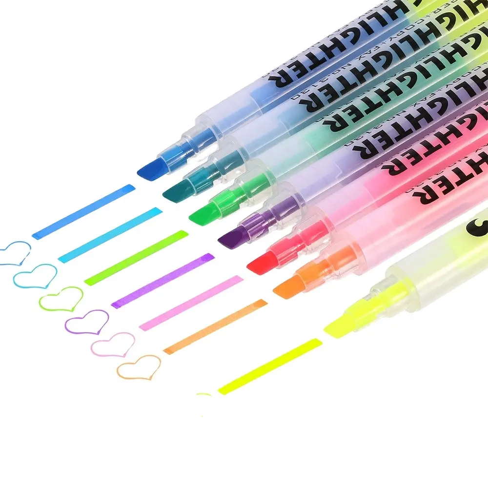 STA 6 stks en 7 Kleuren Dual Tips Permanente Markeerstift Markers 1-4mm Schrijven Dikte