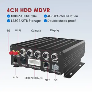 デジタル監視システムHdカーDVR 1080p720pAhdモバイル4gDVR 8チャンネル4ch6chSimカードトラックカーブラックボックス3GWifi Gps
