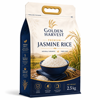 Sachet d'emballage pour riz personnalisé, imprimé, de qualité alimentaire, robuste, haute barrière, à fond plat, avec poignée et fermeture éclair