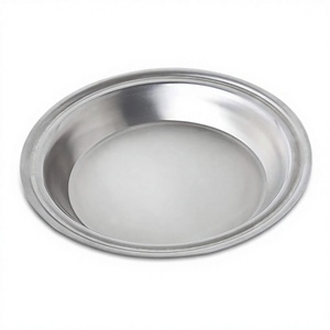Plateau métallique de service de nourriture, plateau rond de service de tarte en acier inoxydable plateau de service de nourriture, prix de gros assiette et plats argent - Product Image 1