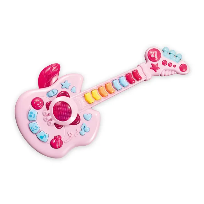 Instrumento educativo Niña Juguete Rosa Guitarra Con Música Luz Mejor Regalo Para Niños 