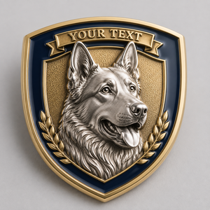 Badge et emblème de collection personnalisés en alliage de zinc plaqué or antique, motif berger allemand, émaillé, thème animalier - Product Image 1