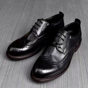 Zapatos de Cuero Genuino para Hombre, Nuevos, de Lujo, Impermeables, Hechos a Mano, con Cordones, Punta Redonda, Formales, de Negocios, Otoño, Alta Calidad - Product Image 6