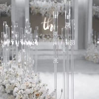 Candélabre en plastique transparent à 5 têtes, grand chandelier sur pied en plastique transparent pour centre de table de mariage