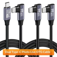 Kabel Data Pengisian Cepat USB 3.2 Tipe-C Ganda Bersudut 0.2/0.5/1/2/3/4/5 Meter untuk Pemotretan Kamera (Tethered Shooting)