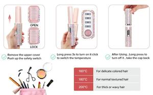 Plancha de Pelo Inalámbrica Portátil Mini, Recargable por USB, para Mujer, Rizador y Plancha de Pelo de Viaje - Product Image 5