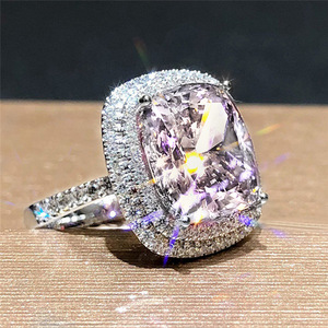 Anello con design quadrato rosa, anello classico da donna - Product Image 3
