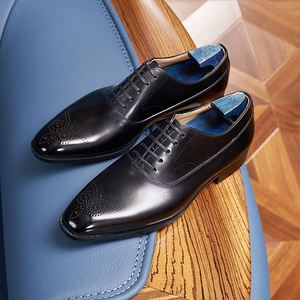 Chaussures fermées pour hommes de haute qualité, faites à la main, en cuir véritable, style Oxford britannique, résistantes à l'usure, respirantes, chaussures habillées pour affaires - Product Image 1